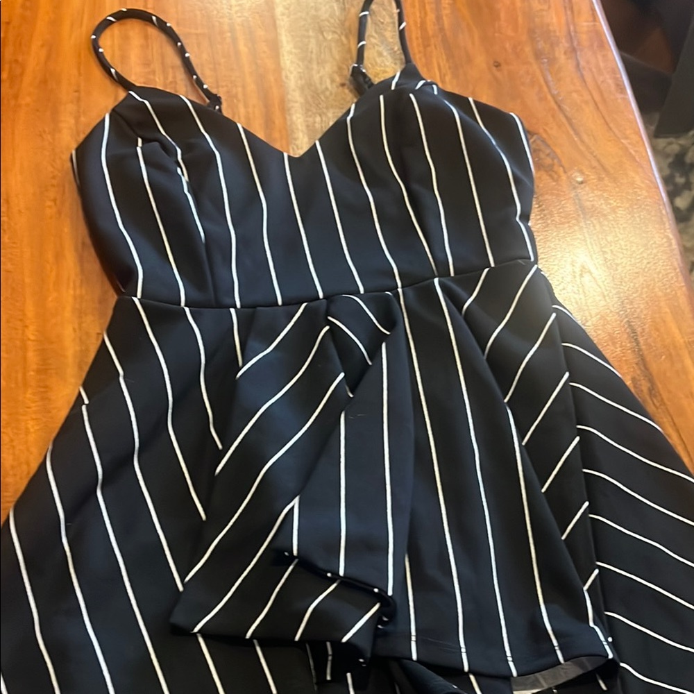 Chic Black and White Striped Dress - Picture 9 of 14